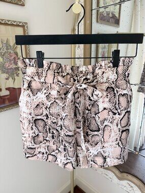L’Academie Snake Print Shorts